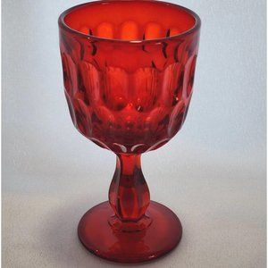 Fenton Ruby Red Thumbprint Wine Goblet 5" Glass holds 5oz